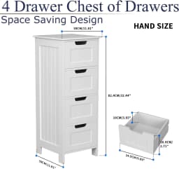 DayPlus Chest of Drawers Storage Cabinet Bedroom,White Chest of Drawers, 4 Drawers Dresser for Bedroom,Living Room,Hallway