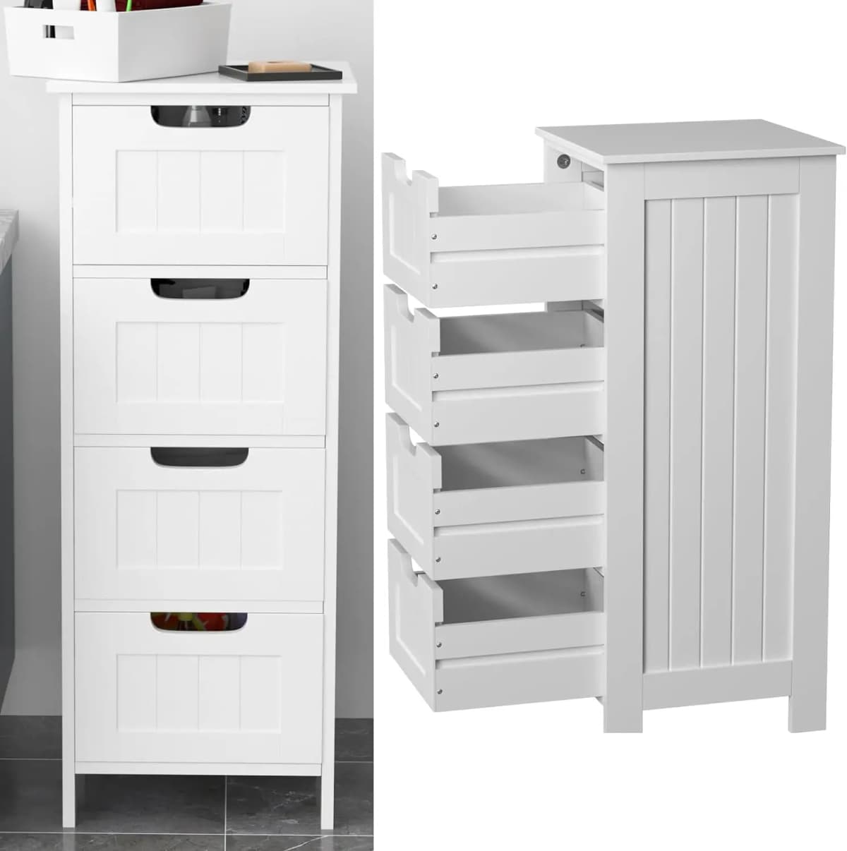 DayPlus Chest of Drawers Storage Cabinet Bedroom,White Chest of Drawers, 4 Drawers Dresser for Bedroom,Living Room,Hallway