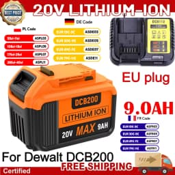9000MAH For Dewalt DCB200 Replacement Battery Compatible Charger For Dewalt 18V 20V Tools DCB120 DCB182 DCB200 DCB609 Battery