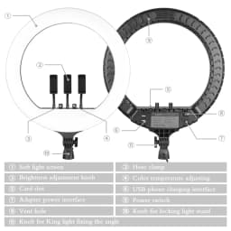 SH 18 Inch Selfie Ring Light LED Video Lamp With Tripod Stand Phone Clip For YouTube Live Light Photo Photography Studio