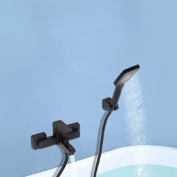 Modern Stylish Shower Set Fittings Bathtub Faucet Wall Mount with Handheld Spray Black with Hand Braze