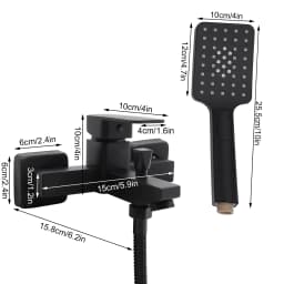 Modern Stylish Shower Set Fittings Bathtub Faucet Wall Mount with Handheld Spray Black with Hand Braze