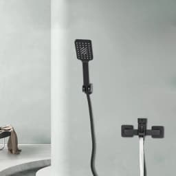 Modern Stylish Shower Set Fittings Bathtub Faucet Wall Mount with Handheld Spray Black with Hand Braze