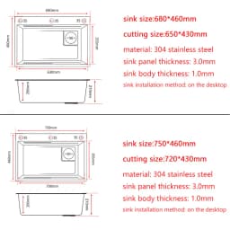 Nano Kitchen Sink Matte Black Above Mount Washing Basin with chopping board 304 Stainless Steel Single black kitchen sink