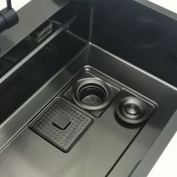 Nano Kitchen Sink Matte Black Above Mount Washing Basin with chopping board 304 Stainless Steel Single black kitchen sink