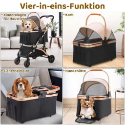 Pet Stroller for Dog and Cat, Detachable Pet Travel Carrier & Car Seat, Aluminium Frame 4 Wheeler Travel Stroller for Pets