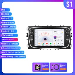 Hizpo 7inch Android Car Radio for Ford Focus S-Max Galaxy C-Max Kuga Mondeo Multimedia Auto CarPlay RDS DSP BT 4G CarPlay SWC