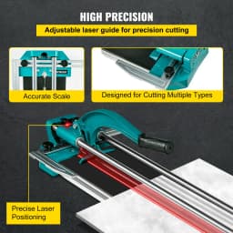 SucceBuy Manual Tile Cutter Laser Positioning Double Rails W/ Supporting Feet Professional Push Knife for Cutting Porcelain