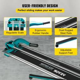 SucceBuy Manual Tile Cutter Laser Positioning Double Rails W/ Supporting Feet Professional Push Knife for Cutting Porcelain