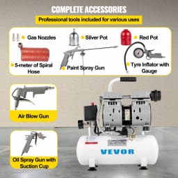 SucceBuy 9L/30L Silent Air Compressor With Spray Gun Air Blow Gun Oil Free Air Compressor Pump For Homeuse Repair Tire Inflation