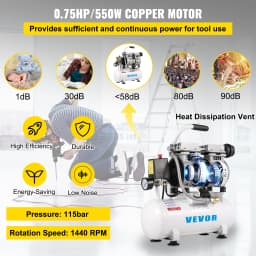 SucceBuy 9L/30L Silent Air Compressor With Spray Gun Air Blow Gun Oil Free Air Compressor Pump For Homeuse Repair Tire Inflation