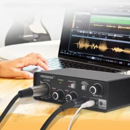 FREEBOSS Stereo Recording Audio Interface Guitar ASIO4ALL 3 Channels Input Monitor 48V External Usb Sound Card for Studio UC26