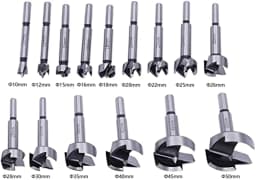 15pcs Forstner Drill Bit Sets 10mm - 50mm Hole Saw Cutter Set with Depth Stopper Hinge Boring Hole Saw for Woodworking Furniture