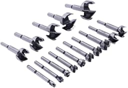 15pcs Forstner Drill Bit Sets 10mm - 50mm Hole Saw Cutter Set with Depth Stopper Hinge Boring Hole Saw for Woodworking Furniture
