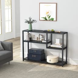 Tribesigns Console Table, Small Black Entryway Table with Storage Shelves, 43 Inch Vintage Entrance Table Behind Couch Table