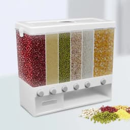 6-Lattice Cereal Cans Large Capacity Dry Food Dispenser Insect-Proof Box For Storing Black Rice and Mung Beans 1.7KG