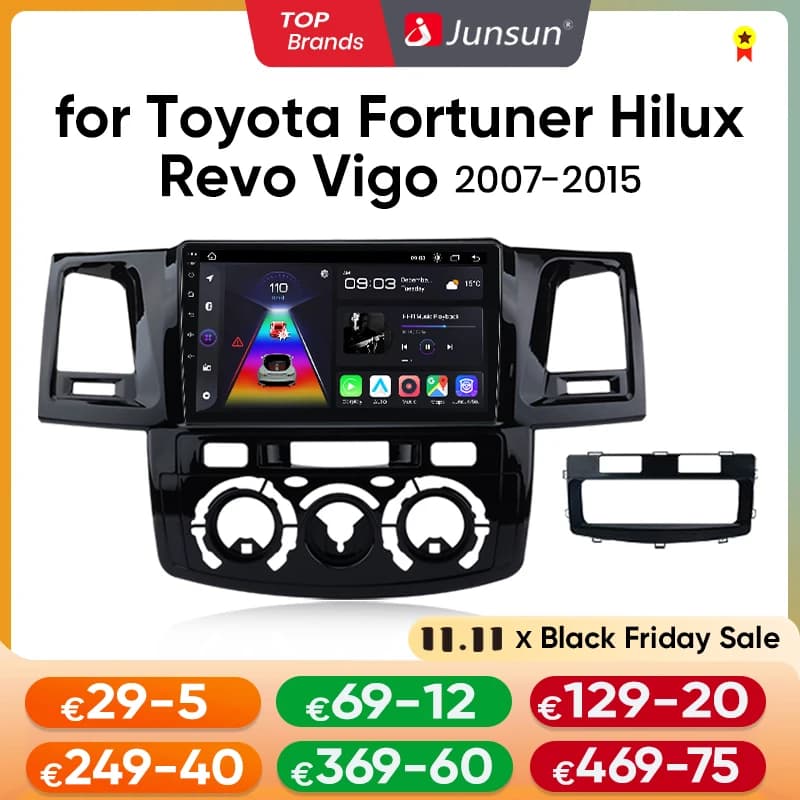 Junsun V1 Plus Car Radio For Toyota Fortuner Hilux Revo Vigo 2007 - 2015 wireless CarPlay Android Auto No 2 din 2din DVD
