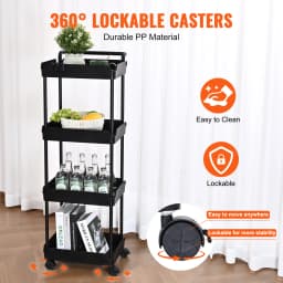 SucceBuy 4-Tier Rolling Utility Cart Kitchen Organizer Shelves with Wheels Storage Trolley for Office Living Room Clearance Sale