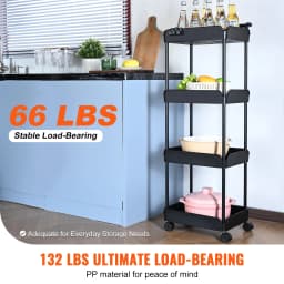 SucceBuy 4-Tier Rolling Utility Cart Kitchen Organizer Shelves with Wheels Storage Trolley for Office Living Room Clearance Sale