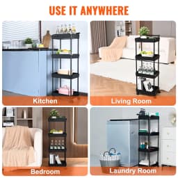 SucceBuy 4-Tier Rolling Utility Cart Kitchen Organizer Shelves with Wheels Storage Trolley for Office Living Room Clearance Sale