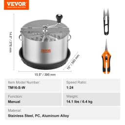 SucceBuy Leaf Bowl Trimmer 16" Trimmer Bowl Manual Bud Trimmer with Stainless-Steel Blades for Twisted Spin Cut Clear Dome