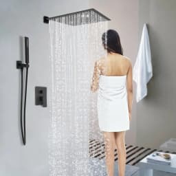 Flush-mounted Shower Set, Wall-mounted Shower System Bathroom Shower Set Silver/Black