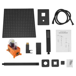 Flush-mounted Shower Set, Wall-mounted Shower System Bathroom Shower Set Silver/Black