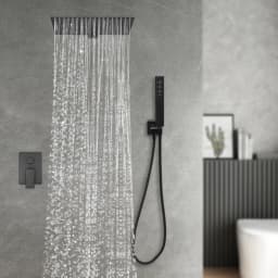 Flush-mounted Shower Set, Wall-mounted Shower System Bathroom Shower Set Silver/Black