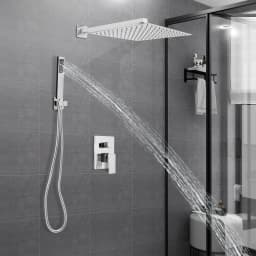 Flush-mounted Shower Set, Wall-mounted Shower System Bathroom Shower Set Silver/Black