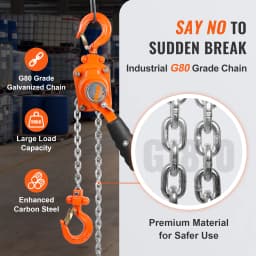 SucceBuy 0.25/0.5T Manual Lever Chain Hoist 5/10ft Come Along Chain with G80 Galvanized Steel & Double-Pawl Brake for Garage
