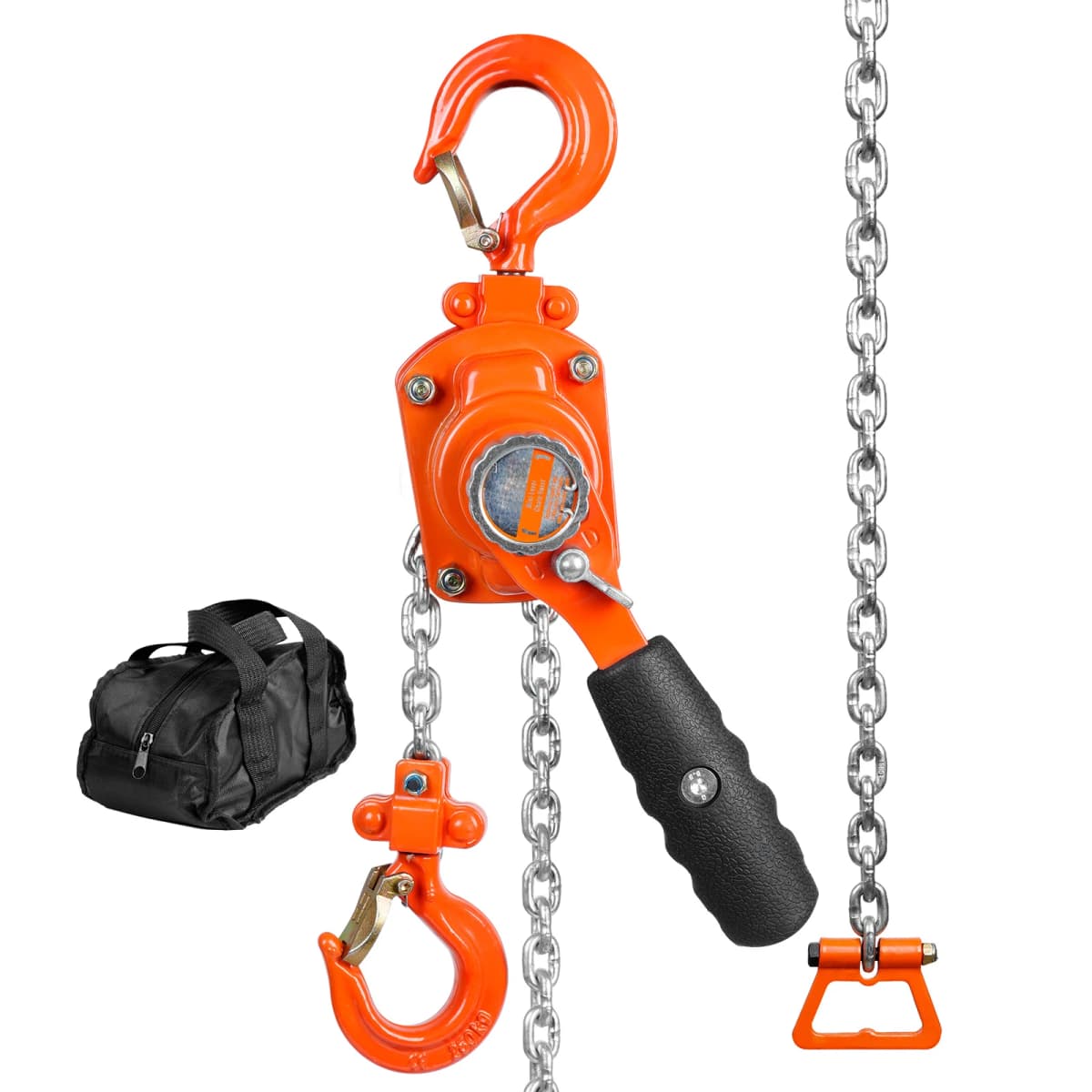 SucceBuy 0.25/0.5T Manual Lever Chain Hoist 5/10ft Come Along Chain with G80 Galvanized Steel & Double-Pawl Brake for Garage