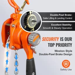 SucceBuy 0.25/0.5T Manual Lever Chain Hoist 5/10ft Come Along Chain with G80 Galvanized Steel & Double-Pawl Brake for Garage