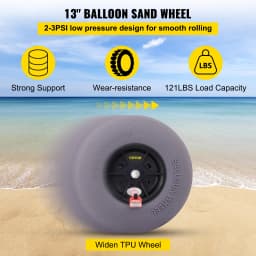 SucceBuy Beach Balloon Wheels 13" Replacement Sand Tires TPU Cart Tires for Kayak Dolly Canoe and Buggy w/ Free Air Pump 2-Pack
