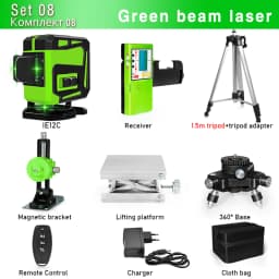 CLUBIONA 12/16 lines Green Beam Cross Laser Level 360 Rotary Self-Leveling Construction Decoration Tools With Remote Control