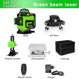 CLUBIONA 12/16 lines Green Beam Cross Laser Level 360 Rotary Self-Leveling Construction Decoration Tools With Remote Control