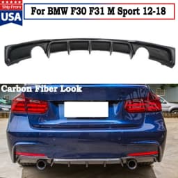 MagicKit Carbon Fiber Style Rear Bumper Diffuser w/ Dual Exhaust for BMW F30 F31 M Sport