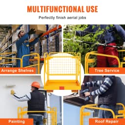 SucceBuy 1200lbs Forklift Safety Cage Folding Security Platform with Lockable Swivel Wheels Holds 1 to 2 Adults for Aerial Work
