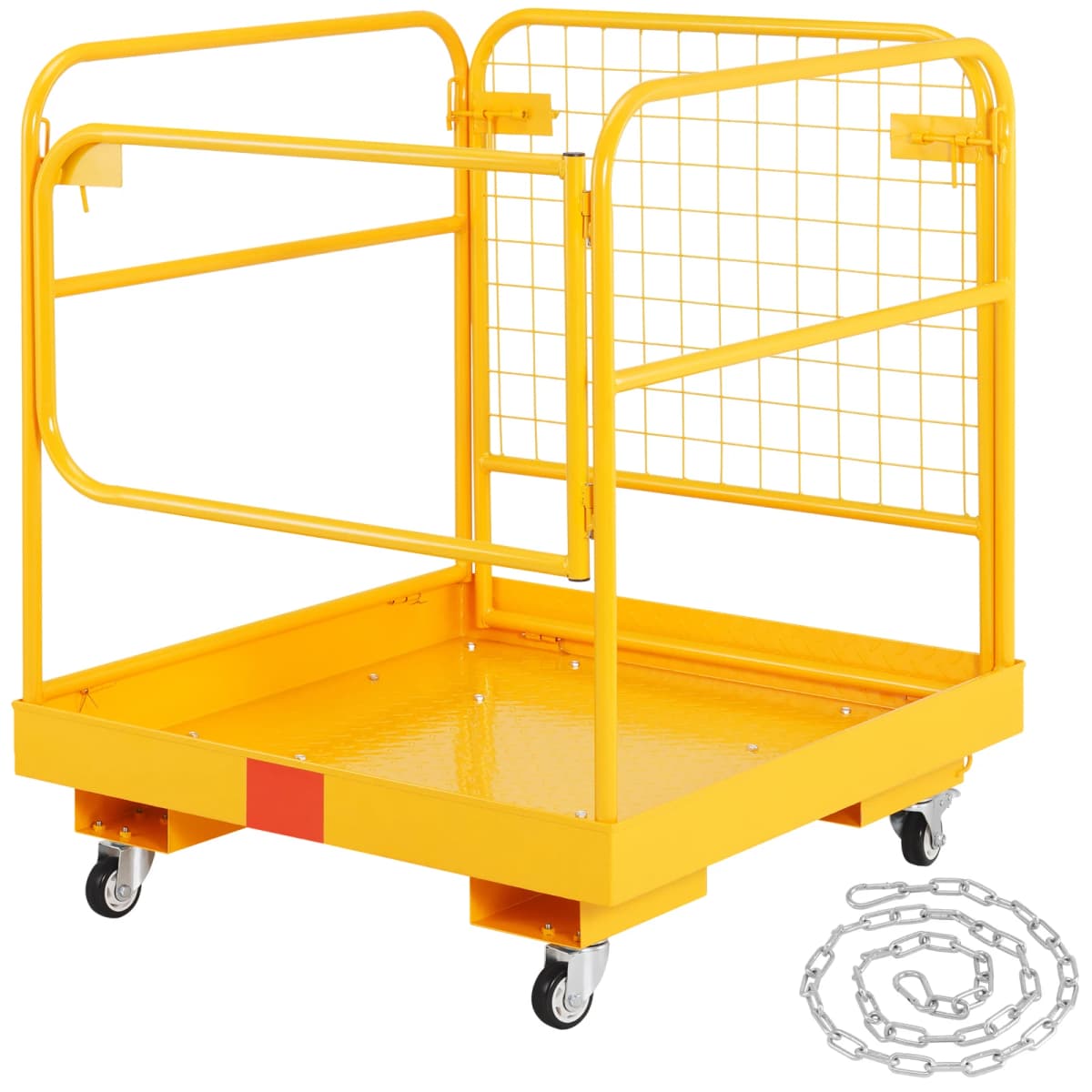 SucceBuy 1200lbs Forklift Safety Cage Folding Security Platform with Lockable Swivel Wheels Holds 1 to 2 Adults for Aerial Work