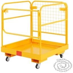 SucceBuy 1200lbs Forklift Safety Cage Folding Security Platform with Lockable Swivel Wheels Holds 1 to 2 Adults for Aerial Work