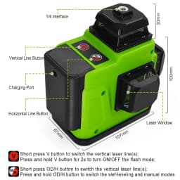 Clubiona 12 and 16 lines Professional Floor Ceiling Remote Control Green Line Laser Level with Pulse mode