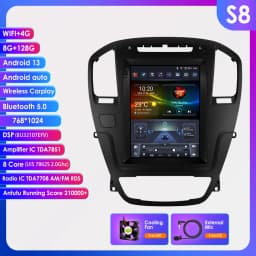 Hizpo 9.7" For Tesla Style Car Radio For Buick Regal Opel Insignia 2009 - 2013 Wireless CarPlay Android Auto No 2 din 2din DVD