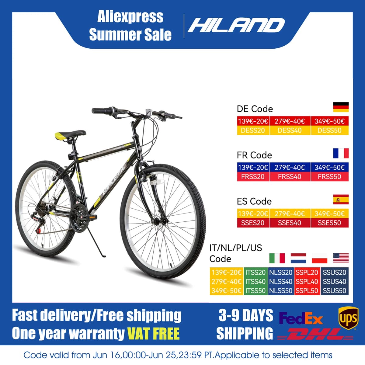 Hiland 24 26 inch Mountain Bike for Men Women, 21 Speeds High-Carbon Steel Frame, Sport Cycling MTB Bicycle for Adult