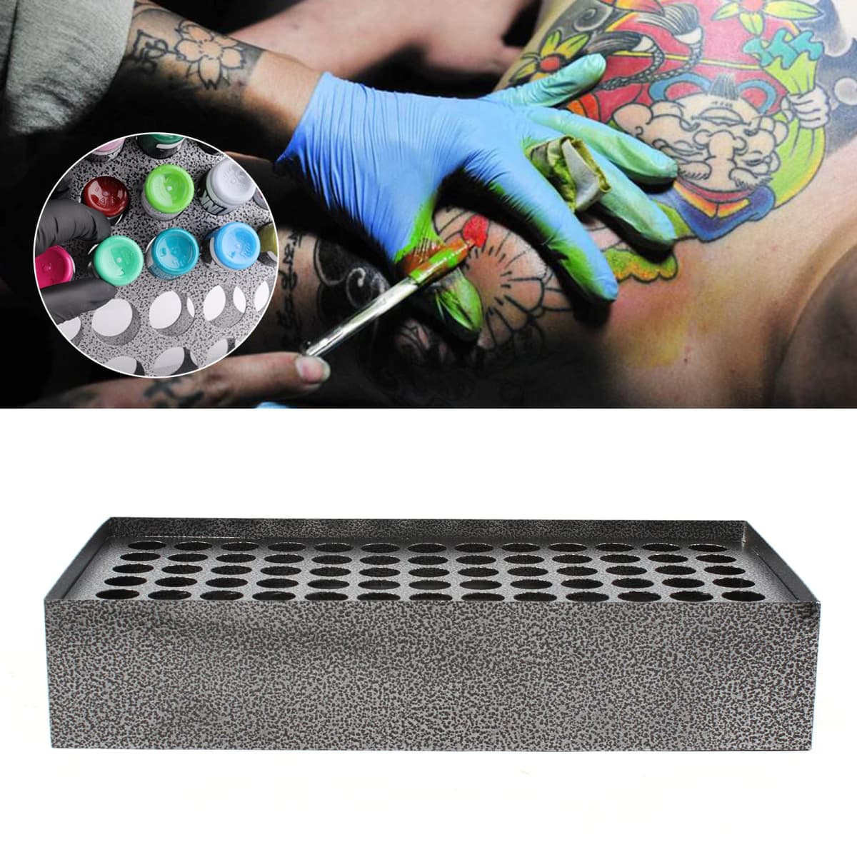 Bymaocar Pigment Ink Holder 78-Hole Iron Wall-Mounted Tattoo Pigment Bottle Holder Display Stand Vertical Storage Rack Organizer