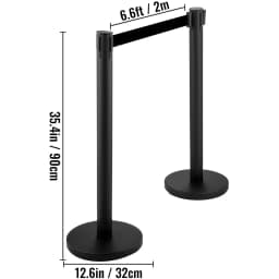 SucceBuy 2/3/6/8 Pcs Belt Stanchion Crowd Control Barrier Stainless Steel Queue Pole Retractable Belt for Bank Airport Stadium