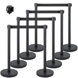 SucceBuy 2/3/6/8 Pcs Belt Stanchion Crowd Control Barrier Stainless Steel Queue Pole Retractable Belt for Bank Airport Stadium