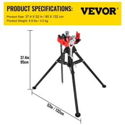 SucceBuy Steel Tripod Pipe Chain Vise 1/8-5in Capacity Foldable Legs Tri-Stand Bench Vice for Fixing Support Bending Metal Pipes