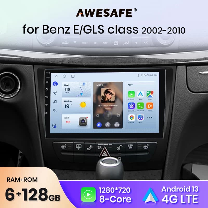 AWESAFE PX9 Plus Car Radio For Mercedes Benz E Class W211 2002 - 2009 wireless CarPlay Android Auto No 2 din 2din DVD