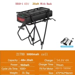 48V 27AH Rear Rack 36V 19.2AH 15Ah 17.5Ah Lithium Powerful Electric Bycicle Batteria Pack for 1500W 1000W 750W 500W 350W