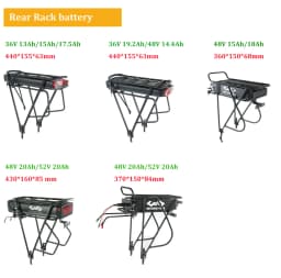 48V 27AH Rear Rack 36V 19.2AH 15Ah 17.5Ah Lithium Powerful Electric Bycicle Batteria Pack for 1500W 1000W 750W 500W 350W