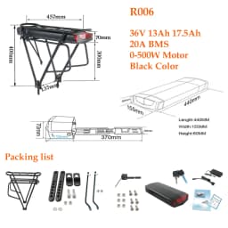 48V 27AH Rear Rack 36V 19.2AH 15Ah 17.5Ah Lithium Powerful Electric Bycicle Batteria Pack for 1500W 1000W 750W 500W 350W